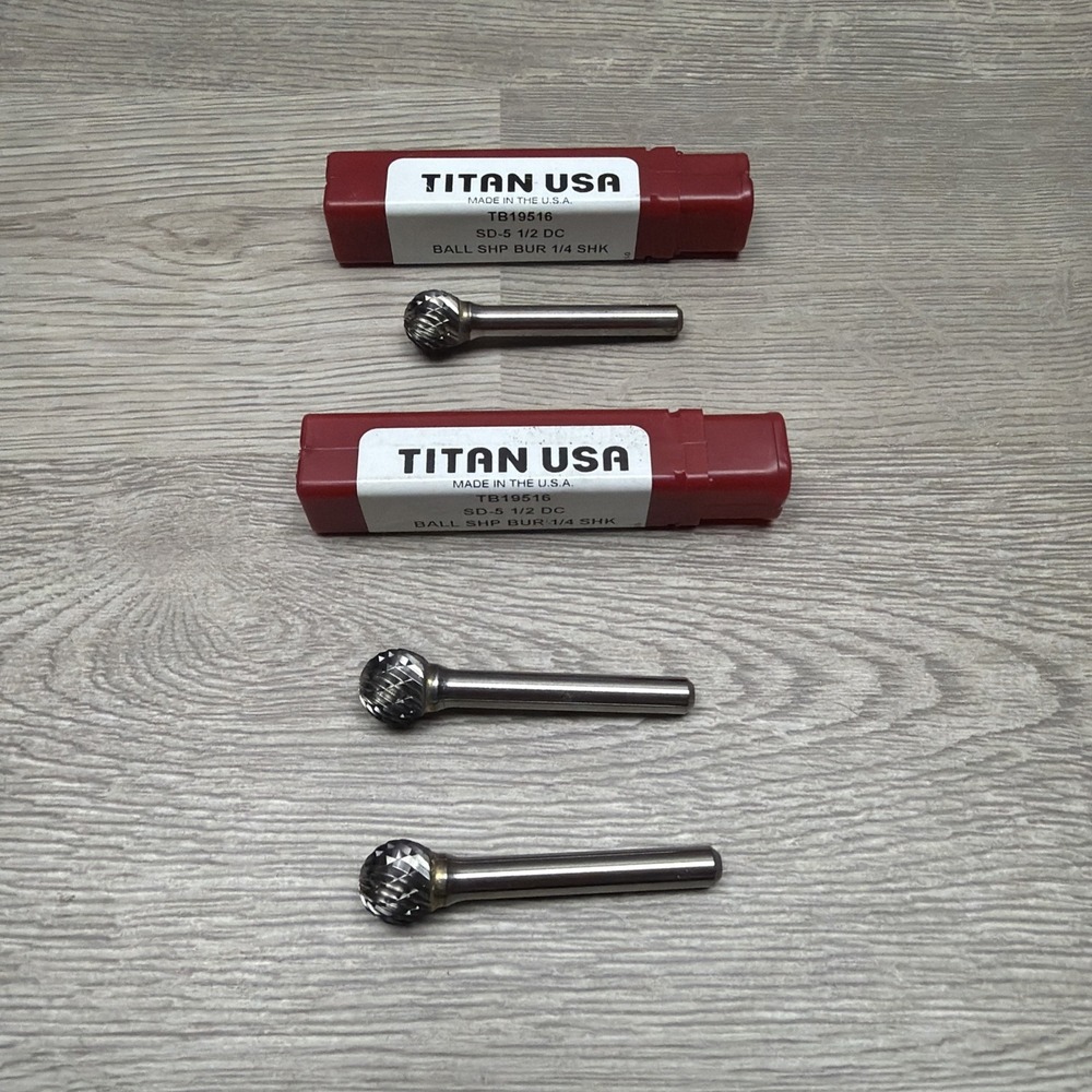 Titan TB19516 Burr Double Cut 1/2 in‎ Head Diameter 1/4 in Shank Diameter 3 Pack